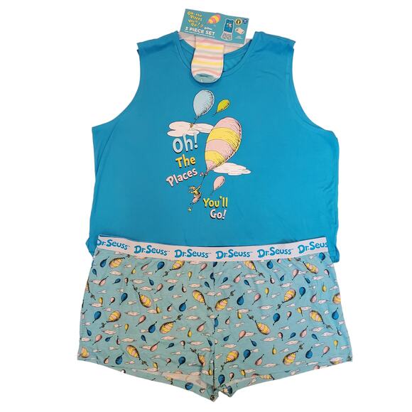 Dr Suess Oh The Places You'll Go Pjs 3 Piece Lounge Wear Set 2X 18W 20W - Picture 16 of 16
